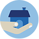 icono casa y una mano