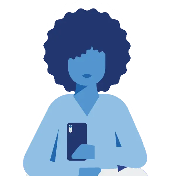icono de una mujer con un móvil