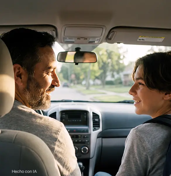 padre e hijo en el coche