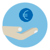 icono de una mano y una moneda